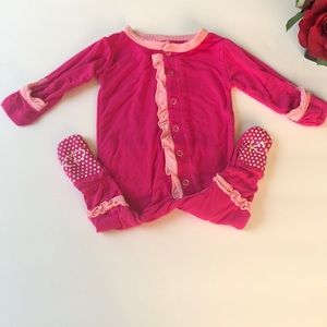 Kickee Pants Raspberry Ruffle Footie NB